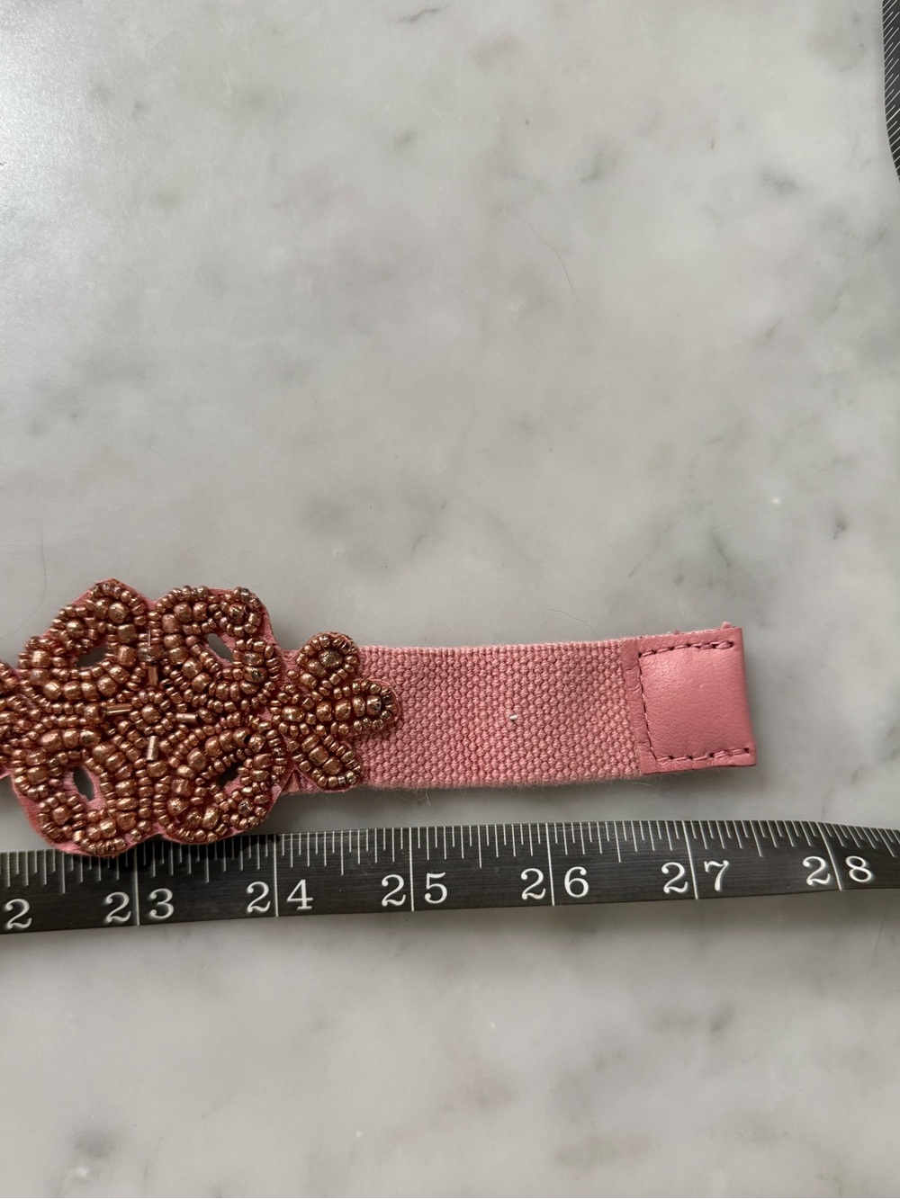 Anthropologie Pink Beaded Stretch Waist Belt | Boho Floral Statement Belt - Picture 4 of 6